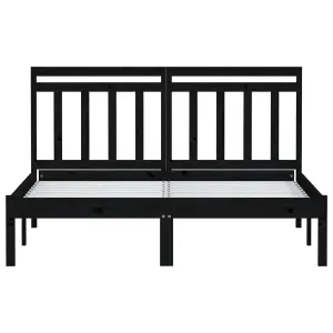 Berkfield Bed Frame Black Solid Wood 160x200 cm 5FT King Size