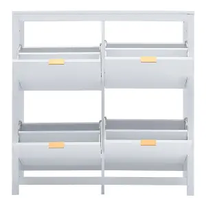 Flip Down Wood Shoe Cabinet in White