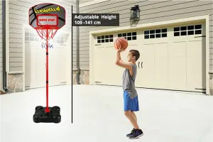 Childrens Free Standing Basketball Net Hoop Backboard Adjustable Stand Ball Set