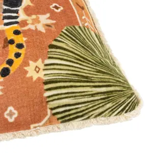 furn. Kilim Cheetah Printed Velvet Feather Rich Cushion