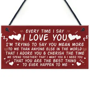 Red Ocean Love You Plaque Hanging Plaque Anniversary Valentines Day Gift For Husband Wife Keepsake Sign