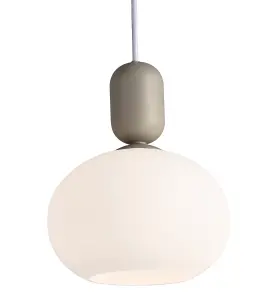 Nordlux Notti Indoor Bedroom Dining Kitchen Office Hallway Pendant Ceiling Light with White Opal Glass in Grey