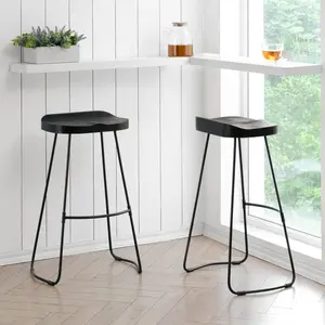 Gallitzin Solid Wood Kitchen Counter Bar Stool (Set of 2) Black / Bar Stool (76.25cm Seat Height)