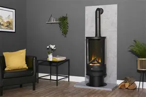 Acantha Orbit Cylinder Electric Stove With Remote In Black