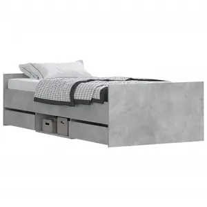 Berkfield Bed Frame with Headboard and Footboard Concrete Grey 90x200 cm