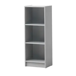 3 Tier Medium Narrow Bookcase Shelving Unit Living Room Office Bedroom Grey