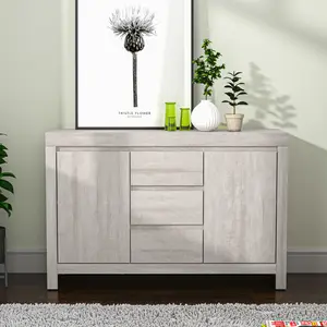 Ellani Cubbot 116Cm Wide 2 Door 3 Drawer Sideboard Dusty Grey Oak