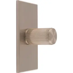 Reeded Cylinder Cabinet Door Knob & Matching Backplate - Satin Nickel 76 x 40mm