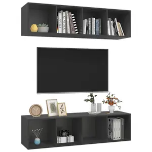 Berkfield Wall-mounted TV Cabinets 2 pcs Grey Engineered Wood