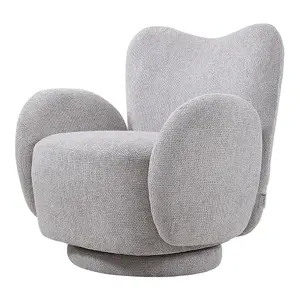 Grey Chenille Upholstered Swivel Accent Sofa Chair Armchair