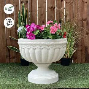 Cross Patterned Sandstone Large Garden Urn