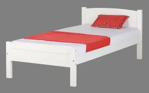 Amber bed 3ft  single frame in white with LAMINATED SLATS