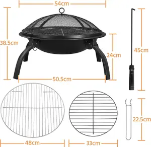 Fire Pit Portable Folding Fire Pits with Cooking & Grill, Iron Fire Pits for Garden Portable Fire Bowl for Camping BonfireBBQHea