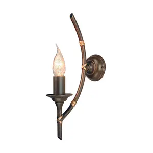 Wall Light Tied Bamboo Canes Style Round Mounting Bronze Patina LED E14 60W