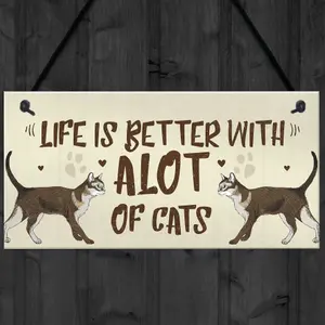 Red Ocean Alot Of Cats Sign Home Funny Crazy Cat Lady Sign Cat Lover Gift Hanging Sign