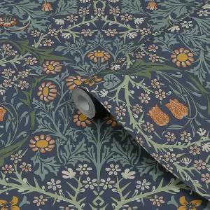 William Morris Dusk Blue Blackthorn Smooth Wallpaper