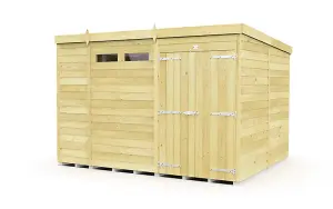 10 x 8 Feet Pent Security Shed - Double Door - Wood - L231 x W302 x H201 cm