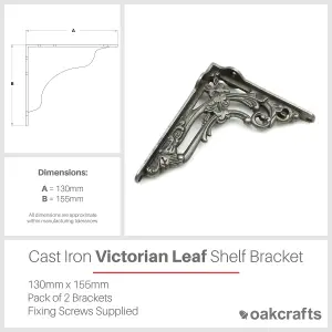 Oakcrafts - Pair of Victorian Scroll Leaf Shelf Brackets - 130mm x 155mm