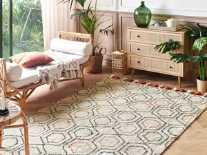 Cotton Area Rug 140 x 200 cm Beige and Orange HAJIPUR