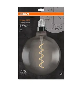 Osram LED G200 Filament Globe 4W E27 Dimmable Vintage 1906 Extra Warm White Smoke