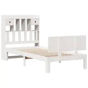 Berkfield Bookcase Bed without Mattress White 100x200cm Solid Wood Pine