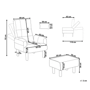 Recliner Chair OLAND with Footstool Fabric Grey