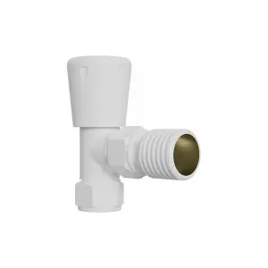 Rinse Bathrooms Angled Towel Radiator Valves Round 15mm for Towel Rail Radiator White