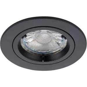 4 PACK Recessed Fixed Ceiling Downlight - 50W GU10 Reflector - Matt Black