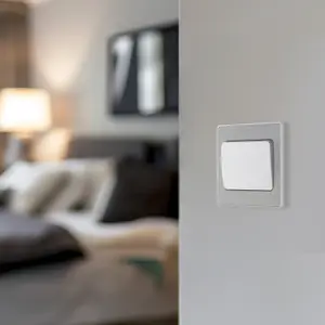 BG Evolve 20A Single Wall Light Switch, Wide Rocker, Brushed Steel