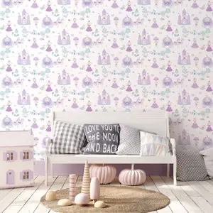 Galerie Tiny Tots 2 Purples Turquoise Fairytale Smooth Wallpaper