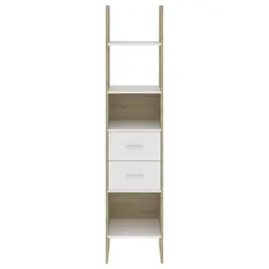 Berkfield Book Cabinet White and Sonoma Oak 40x35x180 cm Engineered Wood