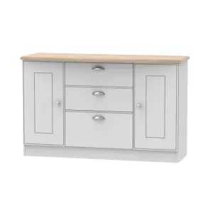 Albert 2 Door 3 Drawer Sideboard in Grey Matt & Oak (Ready Assembled)