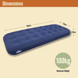 Milestone Camping 88000 Single Flocked Airbed