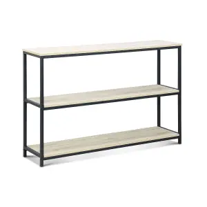 sweeek. 3-level industrial bookcase with wood and metal effect Loft Black 120x30x80 cm