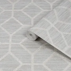 Boutique Asscher Beige Geometric Textured Wallpaper