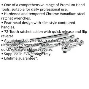 5-Piece Premium Flip Reverse Ratchet Wrench Set with Pear-Head Design