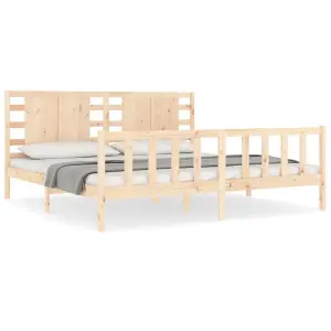 Berkfield Bed Frame with Headboard 200x200 cm Solid Wood