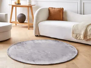 Round Viscose Area Rug 140 cm Light Grey GESI II