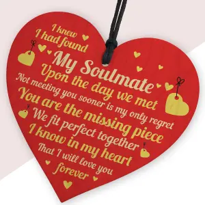 Red Ocean Valentines Gift For Him Her Soulmate Wood Heart Anniversary Present Husband Wife Gifts