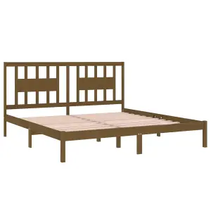 Berkfield Bed Frame Honey Brown Solid Wood Pine 200x200 cm