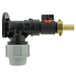 outlet kit for 25mm mdpe water supply pipe,mdpe backplate+flow valve+13mm brass barb+ptfe tape