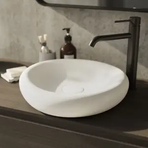 GoodHome Kentia Matt White Round Counter top Basin (W)39.6cm