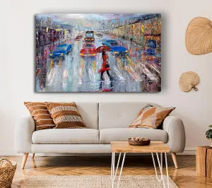 Walk In The Rain Canvas Print Wall Art - Medium 20 x 32 Inches