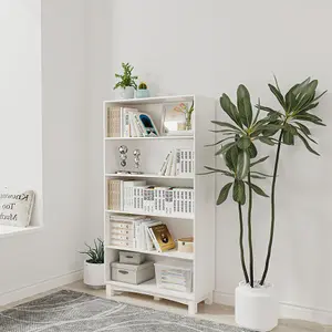 URBNLIVING 150cm Height White 5 Tier Wooden Bookcase Shelf Storage Display Shelving Unit