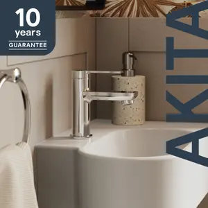 GoodHome Akita Mini Chrome effect Round Basin Mixer Tap