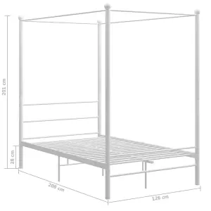 Berkfield Canopy Bed Frame White Metal 120x200 cm