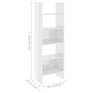 Berkfield Book Cabinet High Gloss White 60x35x180 cm Engineered Wood