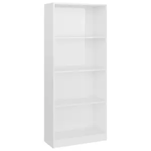 Berkfield 4-Tier Book Cabinet High Gloss White 60x24x142 cm Engineered Wood