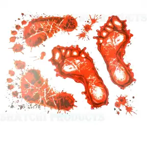 4Pcs Bloody Footprint Halloween Stickers - Scary House Wall Window Decor