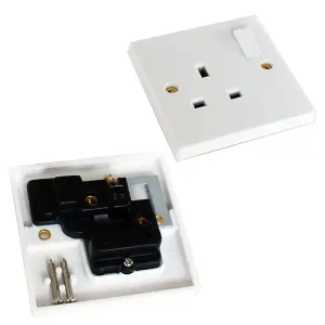 5x White Single UK Mains Wall Plug Socket 1 Gang 240V 13A Power Plate Outlet